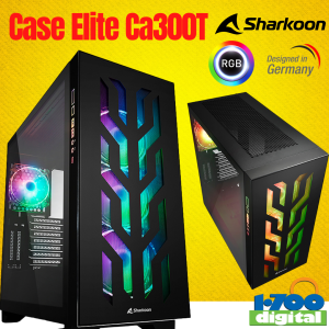 Case Gamer Sharkoon CA300T 4 fans ARGB 2 Cristales y Corsair