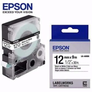 Cinta Epson LabelWorks 12 mm negro sobre blanco