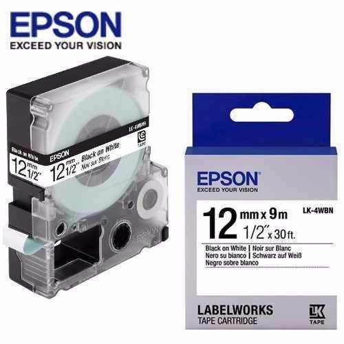 Cinta Epson LabelWorks 12 mm negro sobre blanco