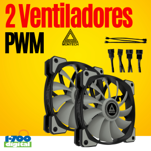 Kit 2 Ventiladores 120mm PWM Case PC Gamer Fan 4 pin Montech