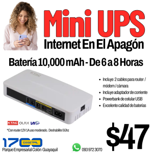Mini UPS 10,000mAh – 6 a 8 horas de router