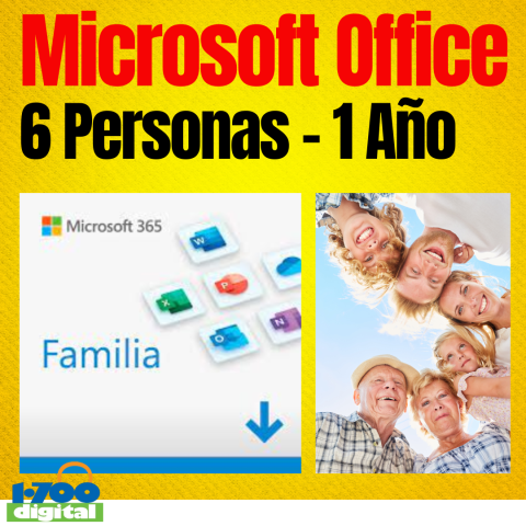 Microsoft Office 365 Familia (6 personas) por 1 año