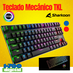 Teclado Mecanico Gamer TKL Azul Rojo Sharkoon PureWriter